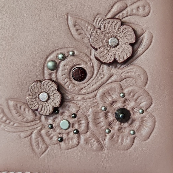 Coach Pink Floral Embossed Women's Wallet - Picture 4 of 11